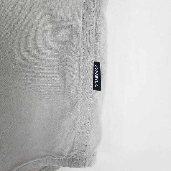 ONeill Mens XL Standard Fit Light Grey Striped Short Sleeve Button-Up Shirt - Picture 6 of 13